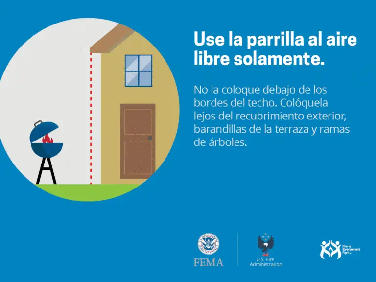 Barbacoa segura: asegúrate de mantener la parrilla al aire libre lejos de la casa y otros objetos inflamables para evitar incendios.